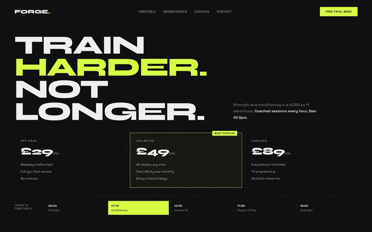 Forge Fitness website design
