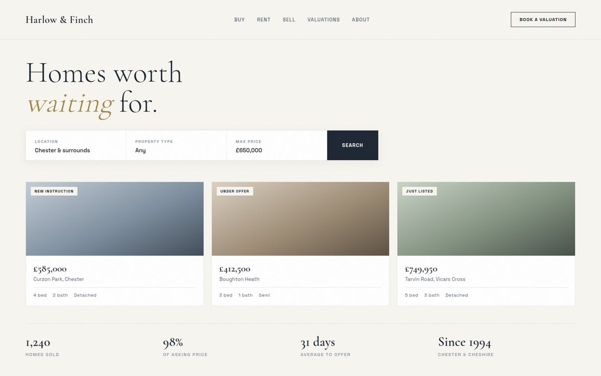 Harlow & Finch website design