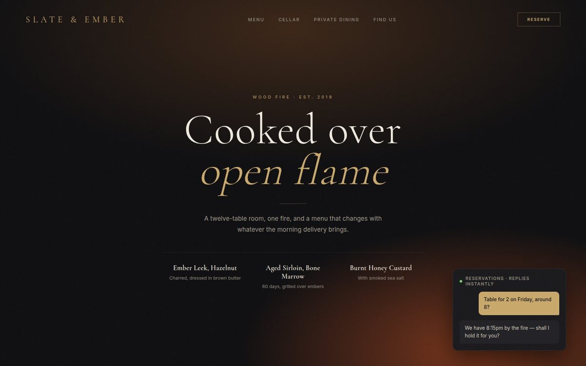 Slate & Ember website design
